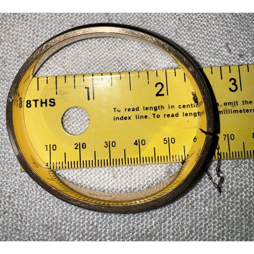 Vtg 10k Gold Filled Black Enamel Hinged Bangle Dunn Bros Floral Bracelet 15g - Picture 9 of 15